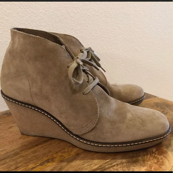 J. Crew MacAlister Suede Wedge Boots Beige - Picture 2 of 8